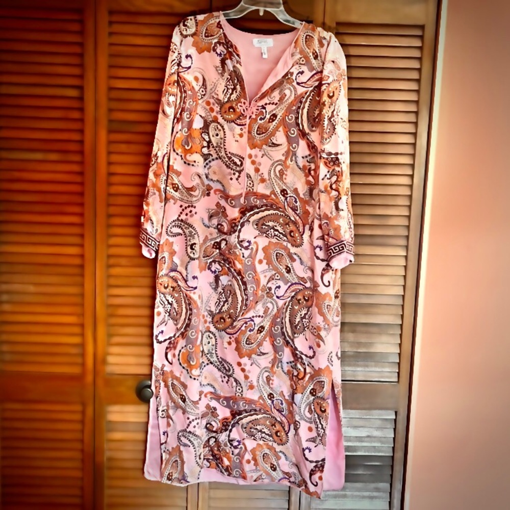 Cocoon by Randi Kristoffersen Pink Purple Paisley Pure Silk Caftan Robe